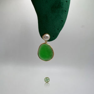 Cat’s Eye Pearl Drop Earrings