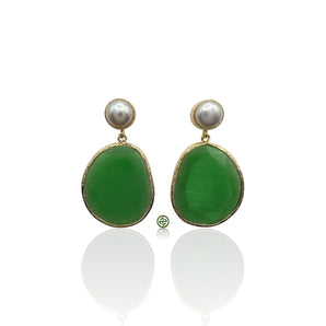 Cat’s Eye Pearl Drop Earrings