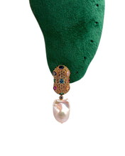 Champagne Pavé Baroque Pearl Multi-Stone Drop Earrings