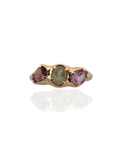 Gold vermeil ring with amethyst and tourmaline