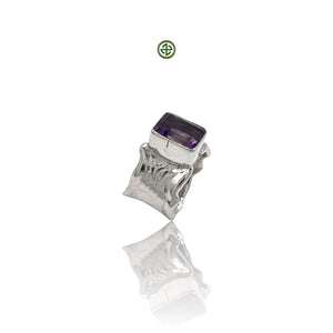 Cushion Cut Amethyst Quartz Gemstone Ring