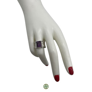 Cushion Cut Amethyst Quartz Gemstone Ring
