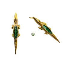 Unique crocodile earrings with green zirconia stones in 18K gold vermeil or sterling silver. Minimalist animal jewelry perfect for everyday wear or gifting.