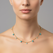 opal turquoise necklace, turquoise charm necklace, friendship necklace, opal necklace, dainty gemstone necklace, minimalist turquoise jewelry, sterling silver gemstone necklace, gold vermeil necklace, turquoise drop necklace, meaningful jewelry gift