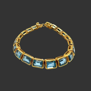 Emerald Cut Blue Topaz Bracelet