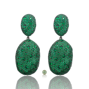 Emerald Green Pavé Drop Earrings