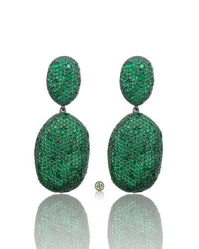 Emerald Green Pavé Drop Earrings
