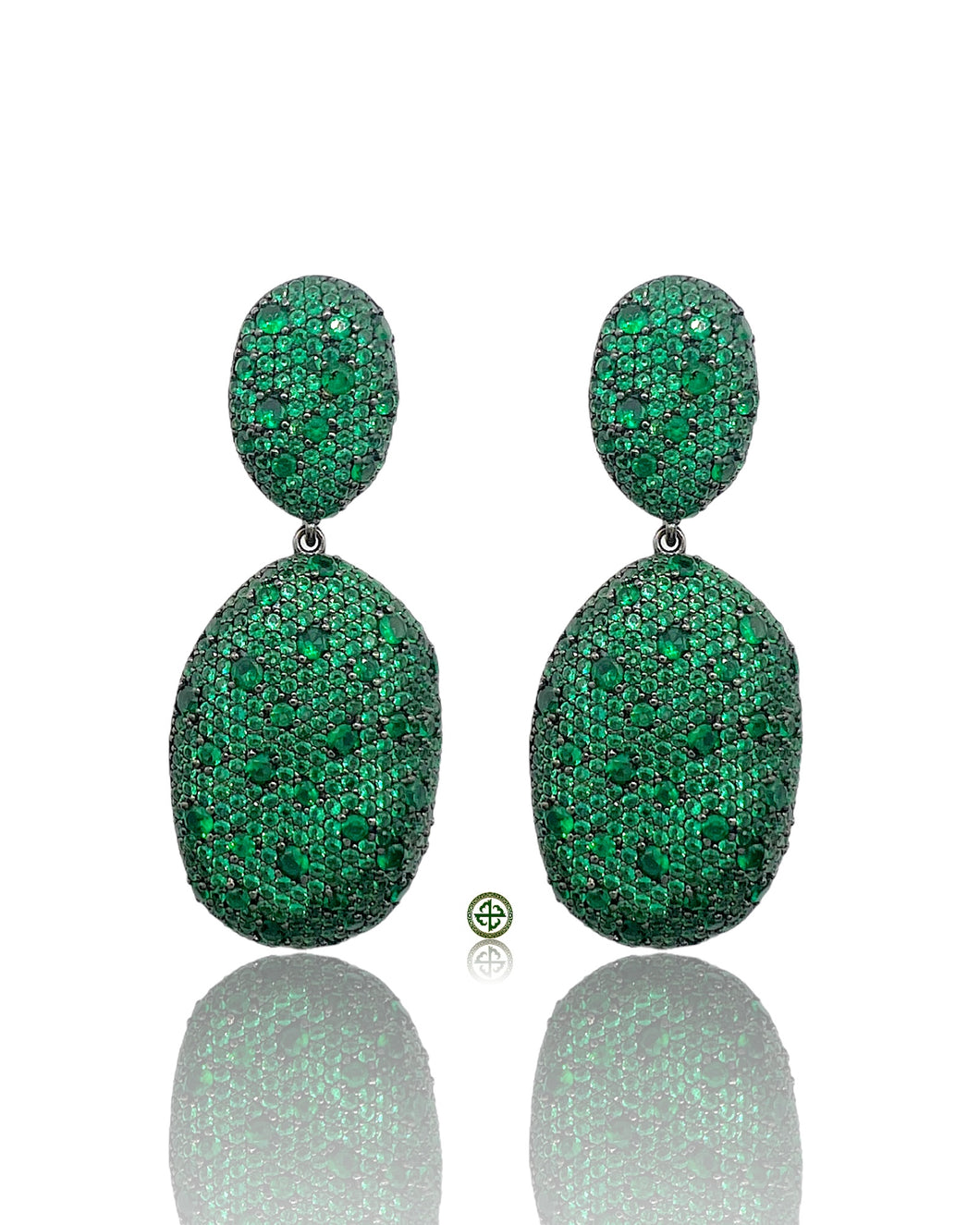 Emerald Green Pavé Drop Earrings