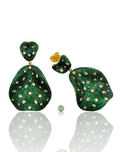 Emerald Green Pave Yellow CZ Drop Earrings