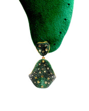 Emerald Green Pave Yellow CZ Drop Earrings