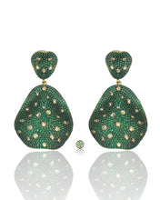 Emerald Green Pave Yellow CZ Drop Earrings