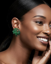 Emerald & Peridot Green Zirconia Bloom Earrings