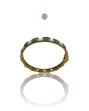 Emerald & White Enamel Gold Vermeil Bracelet