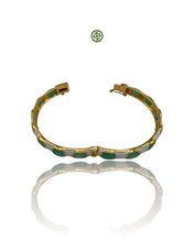 Emerald & White Enamel Gold Vermeil Bracelet