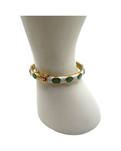 Emerald & White Enamel Gold Vermeil Bracelet