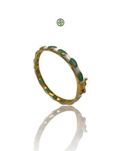 Emerald & White Enamel Gold Vermeil Bracelet