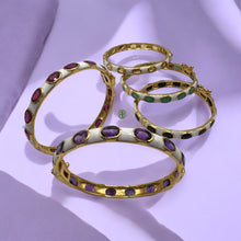 Ruby & White Enamel Gold Vermeil Bracelet