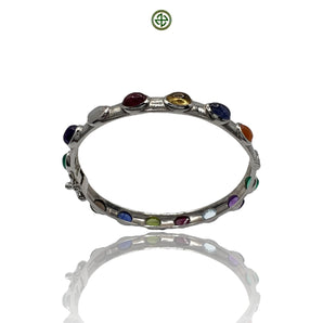 Multi-Colour Gemstone Sterling Silver Bracelet