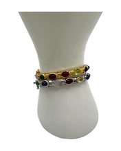 Multi-Colour Gemstone Sterling Silver Bracelet