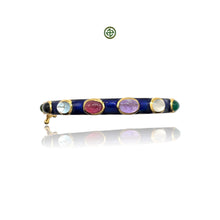 Multi-Colour Gemstones Blue Enamel Bangle