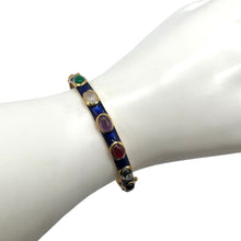 Multi-Colour Gemstones Blue Enamel Bangle