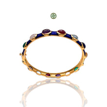 Multi-Colour Gemstones Blue Enamel Bangle