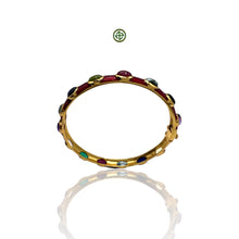 Multi-Colour Gemstones Red Enamel Bangle
