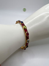 Multi-Colour Gemstones Red Enamel Bangle