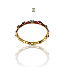 Multi-Colour Gemstones Red Enamel Bangle