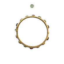 Multi-Colour Gemstones White Enamel Bangle