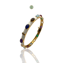 Multi-Colour Gemstones White Enamel Bangle
