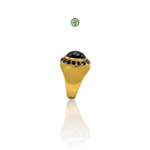 Genuine Blue Agate Oval Gold Vermeil Ring