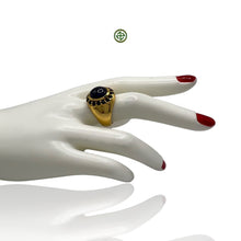 Genuine Blue Agate Oval Gold Vermeil Ring