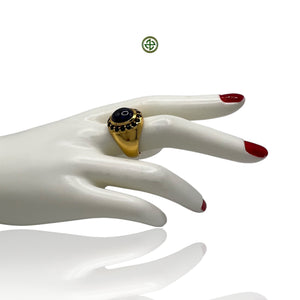 Genuine Blue Agate Oval Gold Vermeil Ring