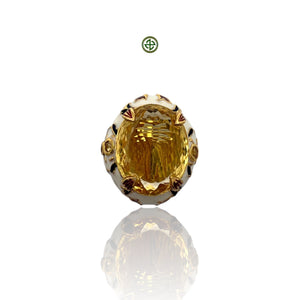 Genuine Citrine Enamel Gold Vermeil Ring