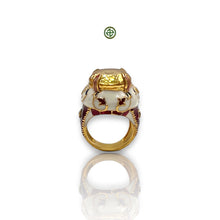 Genuine Citrine Enamel Gold Vermeil Ring