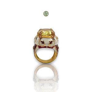 Genuine Citrine Enamel Gold Vermeil Ring