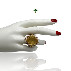 Genuine Citrine Enamel Gold Vermeil Ring