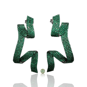 Geometric Emerald Green Pavé Earrings