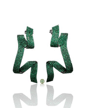 Geometric Emerald Green Pavé Earrings