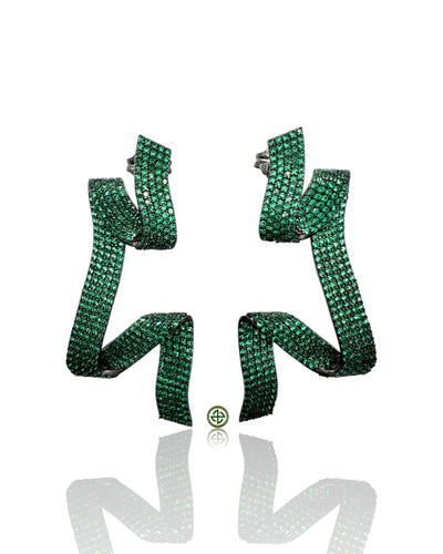 Geometric Emerald Green Pavé Earrings