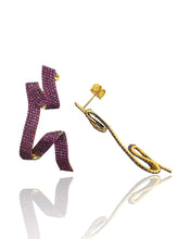 Geometric Ruby Pink Pavé Earrings