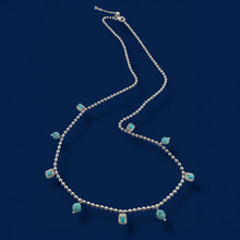 Shop turquoise beaded necklace in 18K gold vermeil with blue zirconia. A dainty, elegant piece symbolising protection & calm. Perfect everyday jewelry.