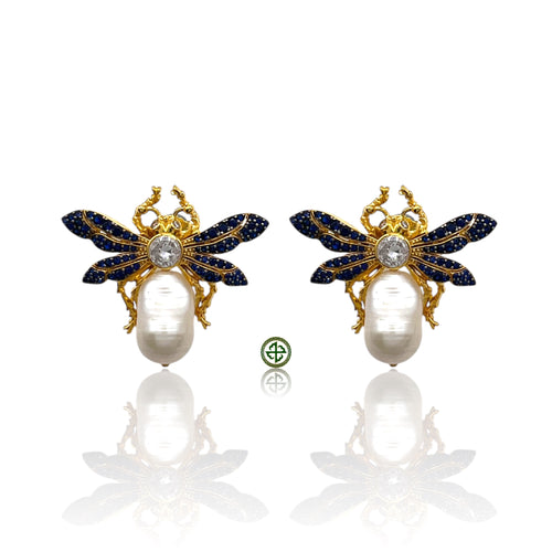 Gnat Baroque Pearl Bug Earrings