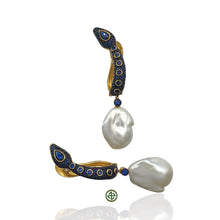 Gold Snake Pearl Drop Earrings