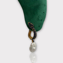 Gold Snake Pearl Drop Earrings