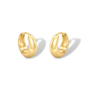 Mini 8mm Huggie Earrings, Oval Hoops in 14K Gold Vermeil or White Rhodium-Plated Silver