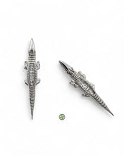 Elegant crocodile earrings crafted in 18K gold vermeil or sterling silver with sparkling baguette-cut zirconia. Unique statement jewelry perfect for layering and everyday luxury.