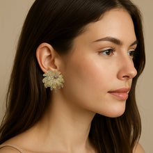 Golden Bloom Peridot Green Earrings