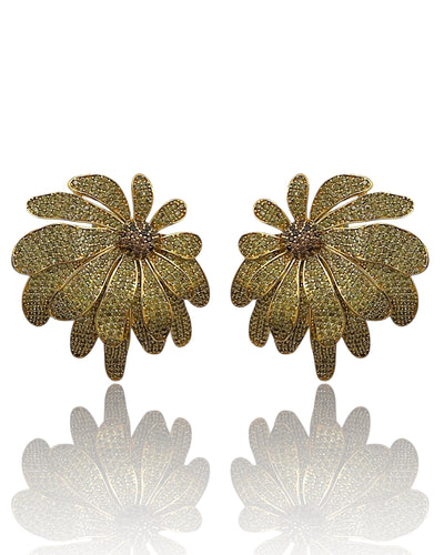 Golden Bloom Peridot Green Earrings